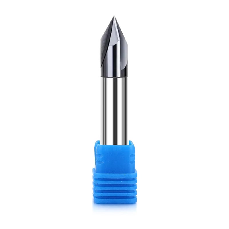 JIANXING 1/2” Carbide Chamfer End Mill, 60 Degree, Carving Bits, V Groove, 4 Flute AlTiN Coating for Alloy Steels, Hardened Steels - Image 1